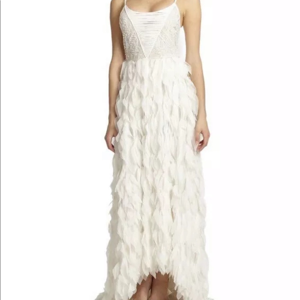 Alice + Olivia beaded white evening gown bridal